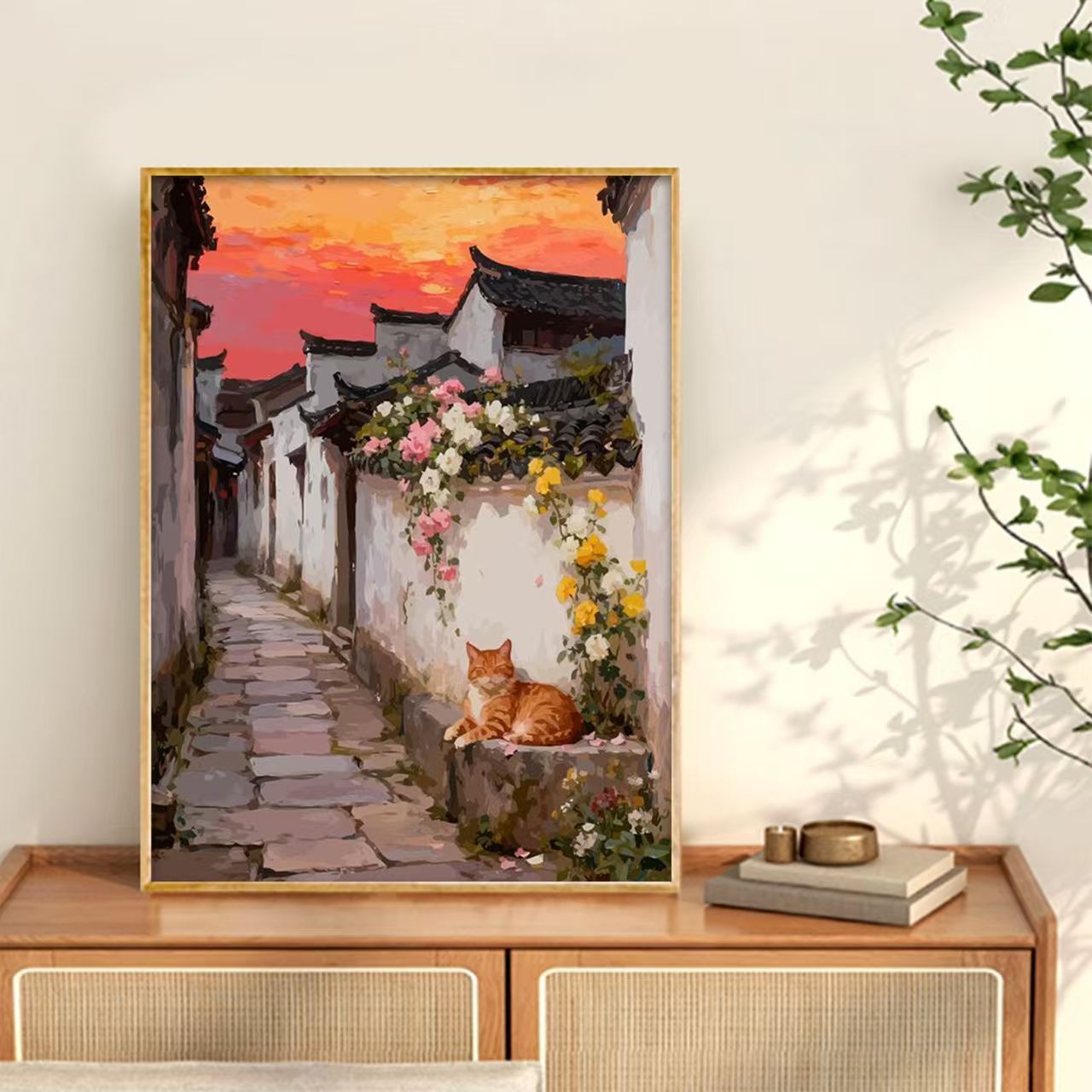 Yawning Cat Canvas Wall Art Print