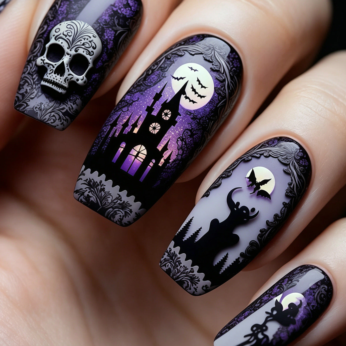 Gothic Themed Nail Art Acalora