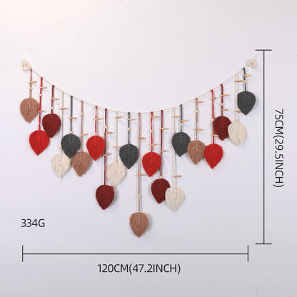 Macrame Wall Decor with Leaf Design Acalora