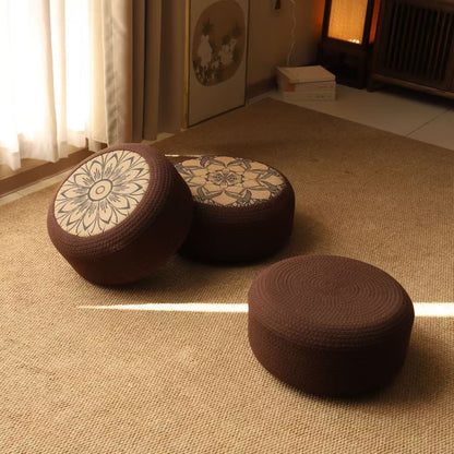 Decorative seating pouf with stylish floral design Acalora