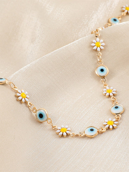 Flower and Eye Charm Bracelet Acalora