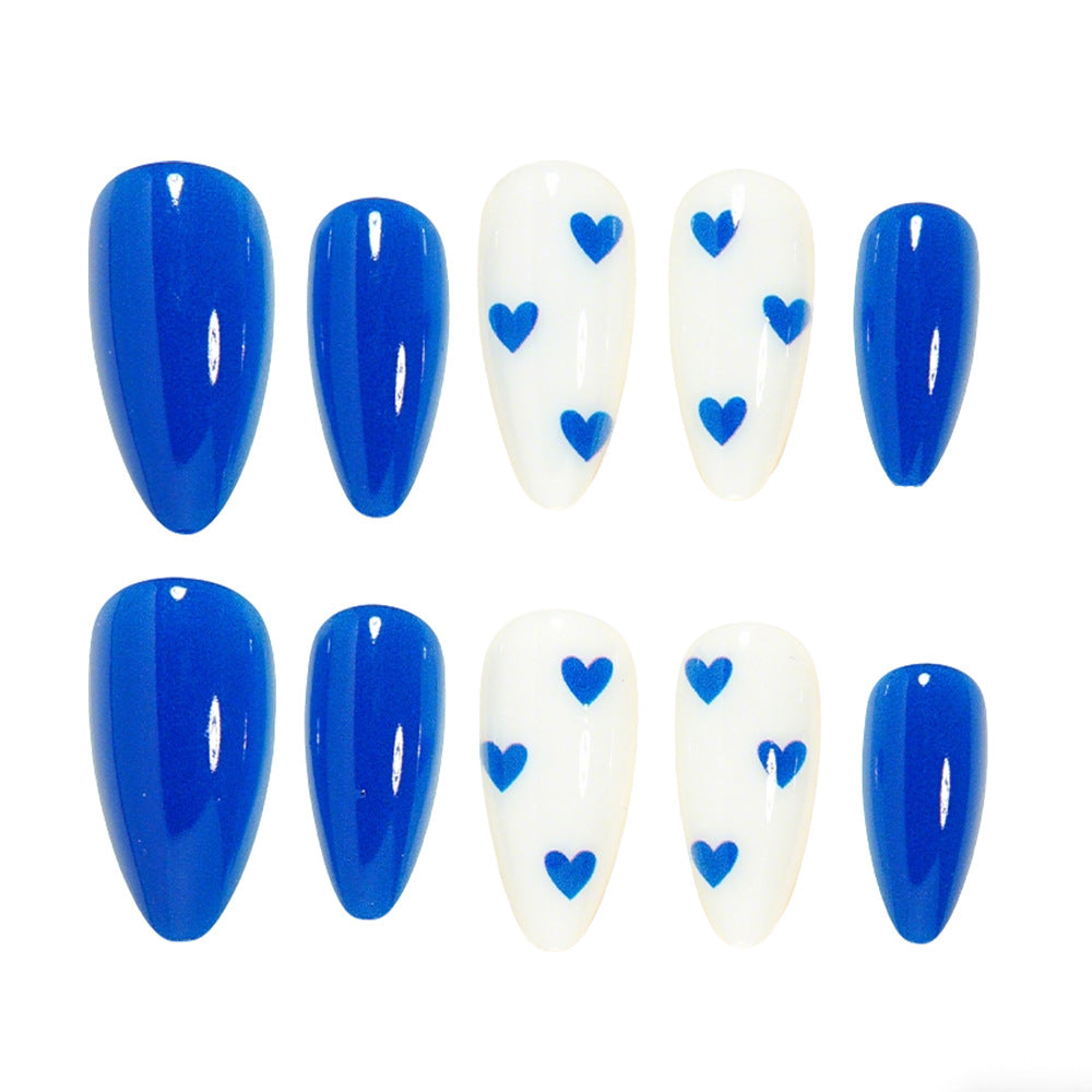 Stylish Long Stiletto Nail Art Tips with Heart Accents Acalora
