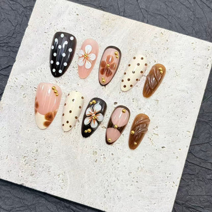 Floral Design Press-On Nail Art Acalora