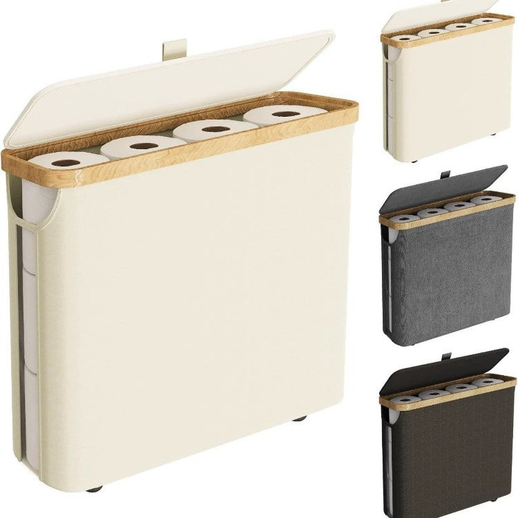 Elegant Laundry Container Made of High-Quality Textile with Bamboo Frame Acalora