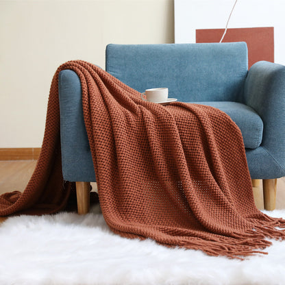 Cozy Waffle Knit Throw Blanket