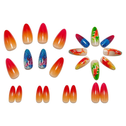 Artificial nail set with vivid fish motifs Acalora