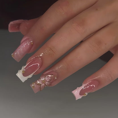 Artistic Floral Press-On Nail Extensions Acalora