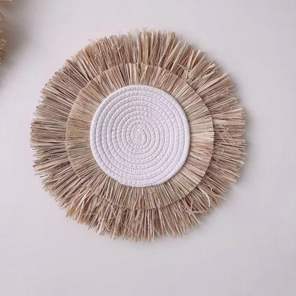Decorative wall decoration with synthetic fiber and wooden beads Acalora