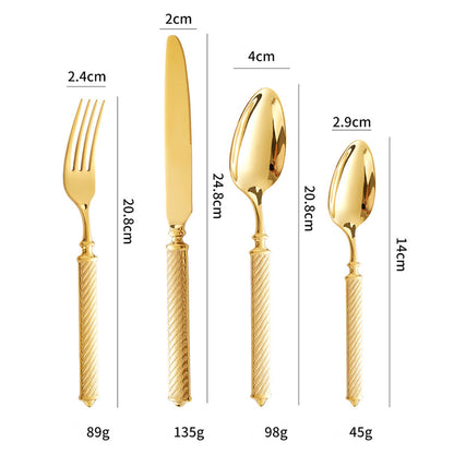 Realm Textured Gold Luxury Cutlery Set | Karnz