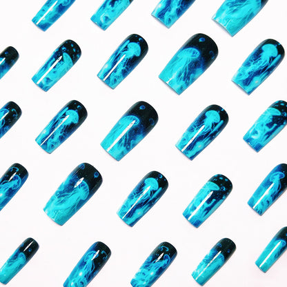 Artistic Glow-in-the-Dark Jellyfish Nail Art Acalora