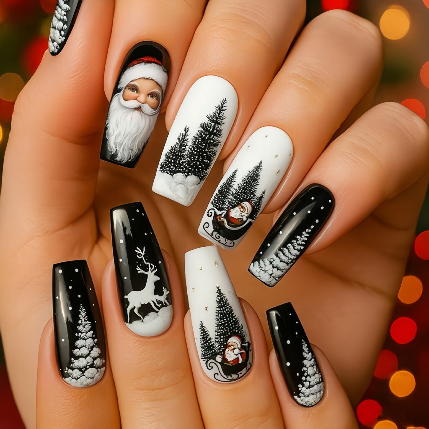 Seasonal Themed Long Press-On Nail Design Acalora