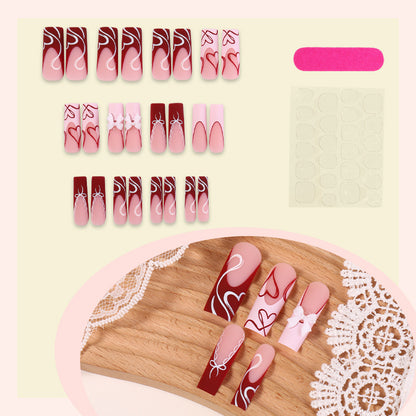 Decorative Heart-Themed Press-On Nails Acalora