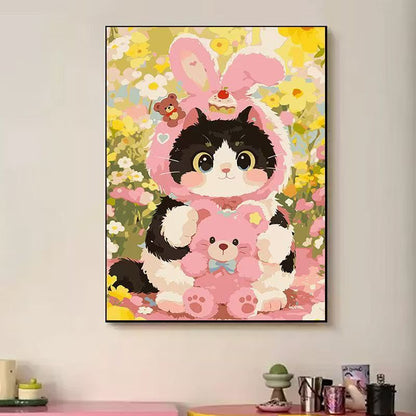 Playful Cat-Themed Illustration Wall Art