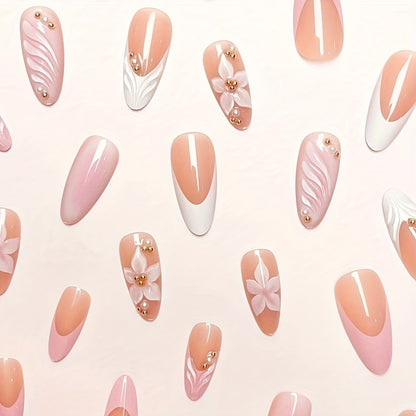Floral Acrylic Press-On Nails Acalora
