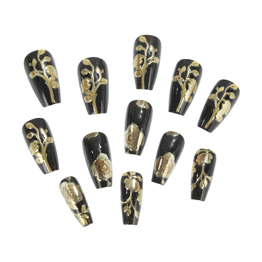 Artful nail tips with floral accents Acalora
