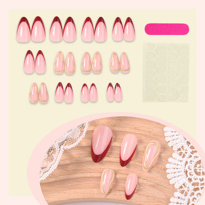 Premium Glossy Press-On Nail Set with Elegant Curved Design Acalora