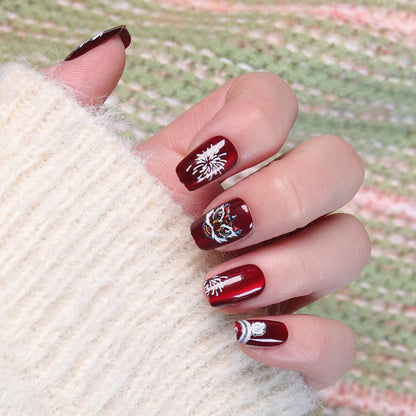 Artistic Holiday-Themed Press-On Nail Design Acalora