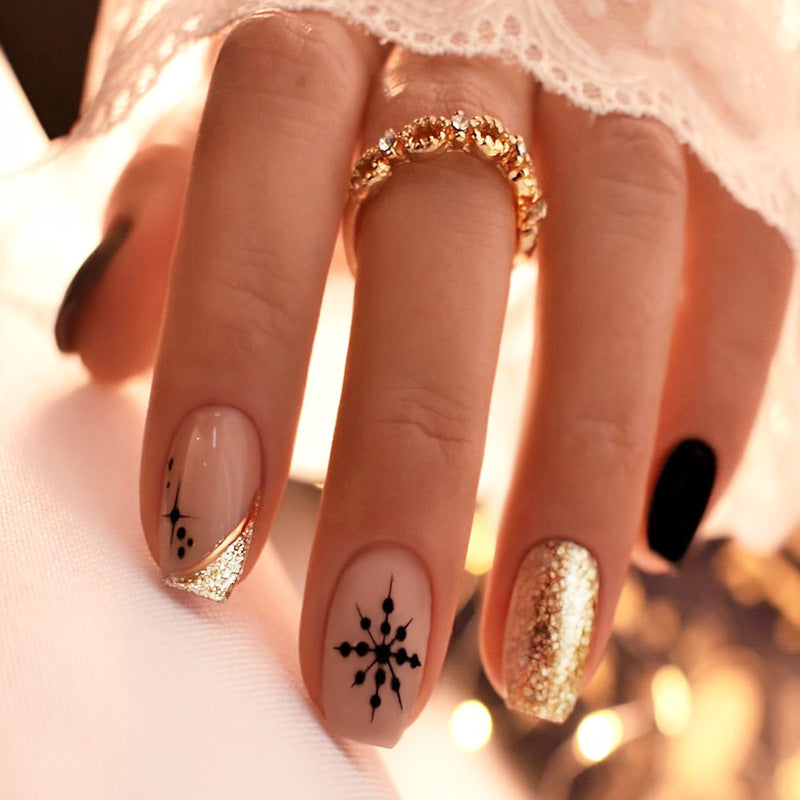 Decorative Snowflake and Glitter Press-On Nail Set Acalora