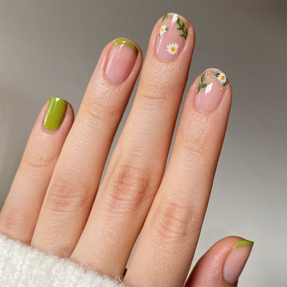 Decorative Press-On Nail Art Set with Botanical Accents Acalora