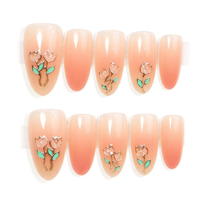 Artistic Floral Press-On Nails Set Acalora