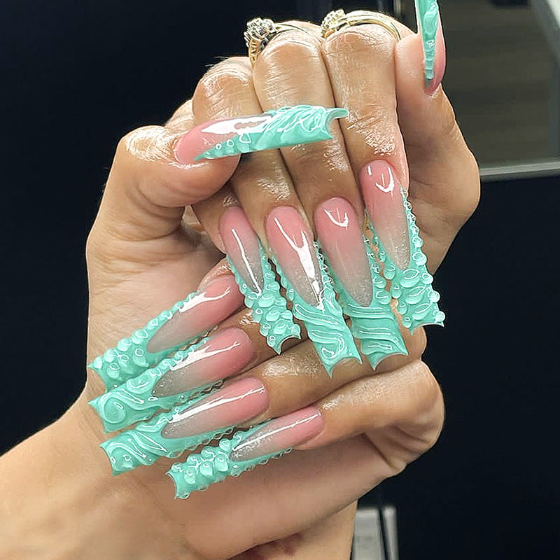 Decorative Press-On Nails With Unique Swirl Design Acalora