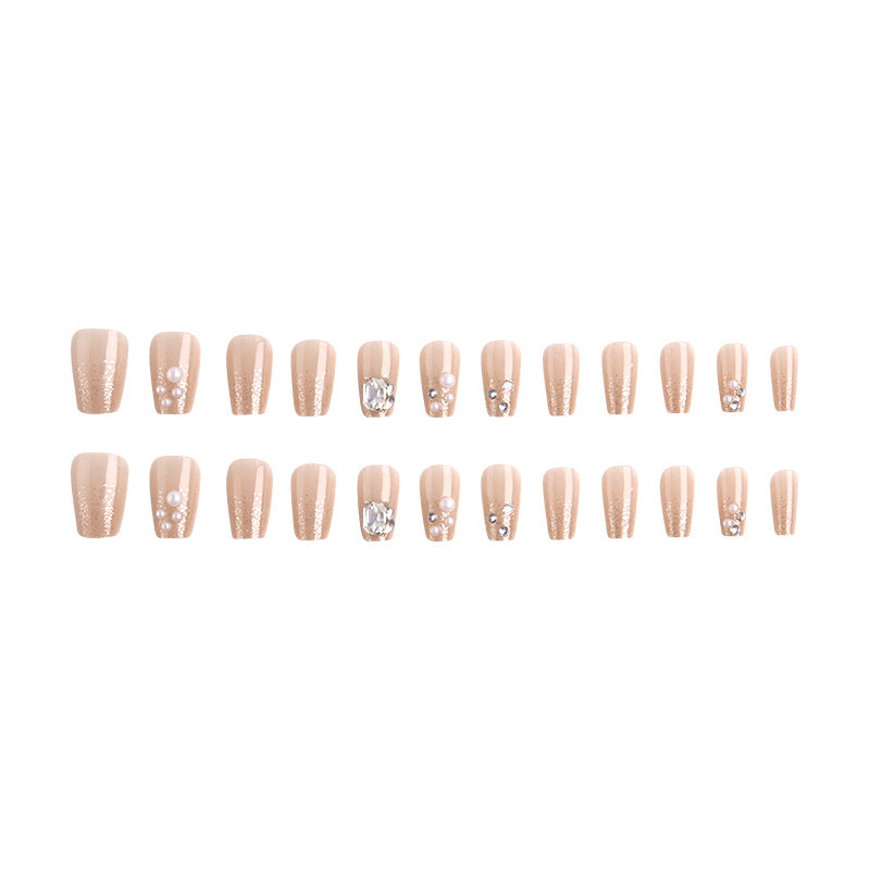 Artificial nail set with elegant pearl and glitter design Acalora