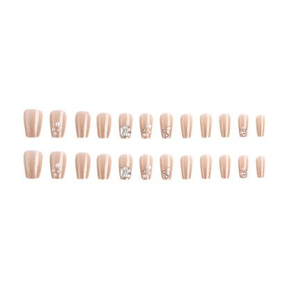Artificial nail set with elegant pearl and glitter design Acalora