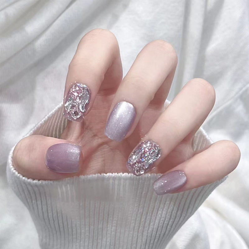 Artificial nail set with glitter and metallic effects Acalora