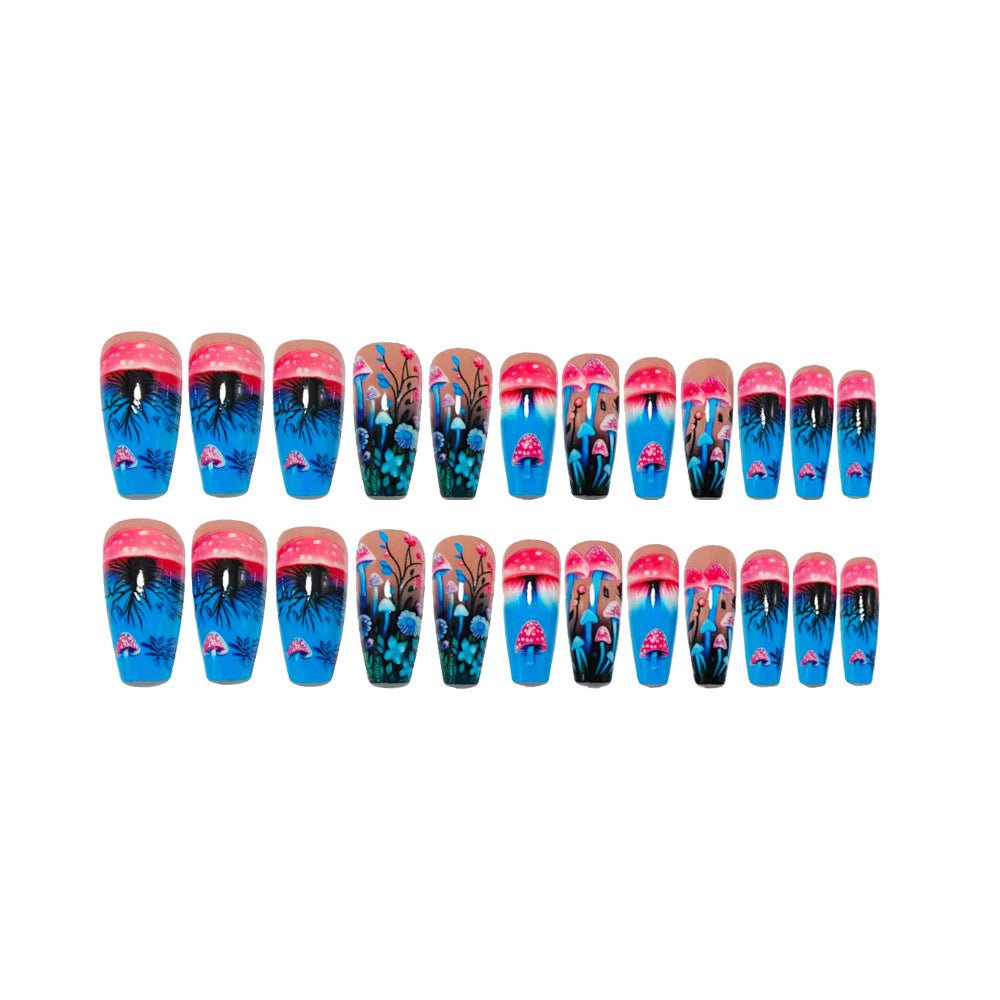 Creative flower and mushroom design artificial nails Acalora