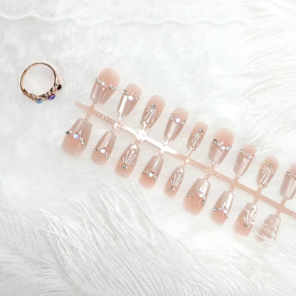 Artificial nails with elegant rhinestone design Acalora