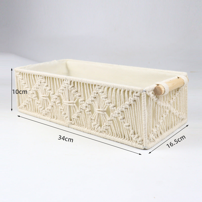 Storage basket with macrame pattern Acalora