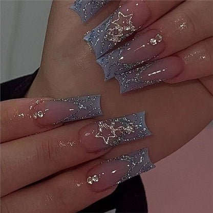 Glamorous 3D Star Pattern Press-On Nails Acalora