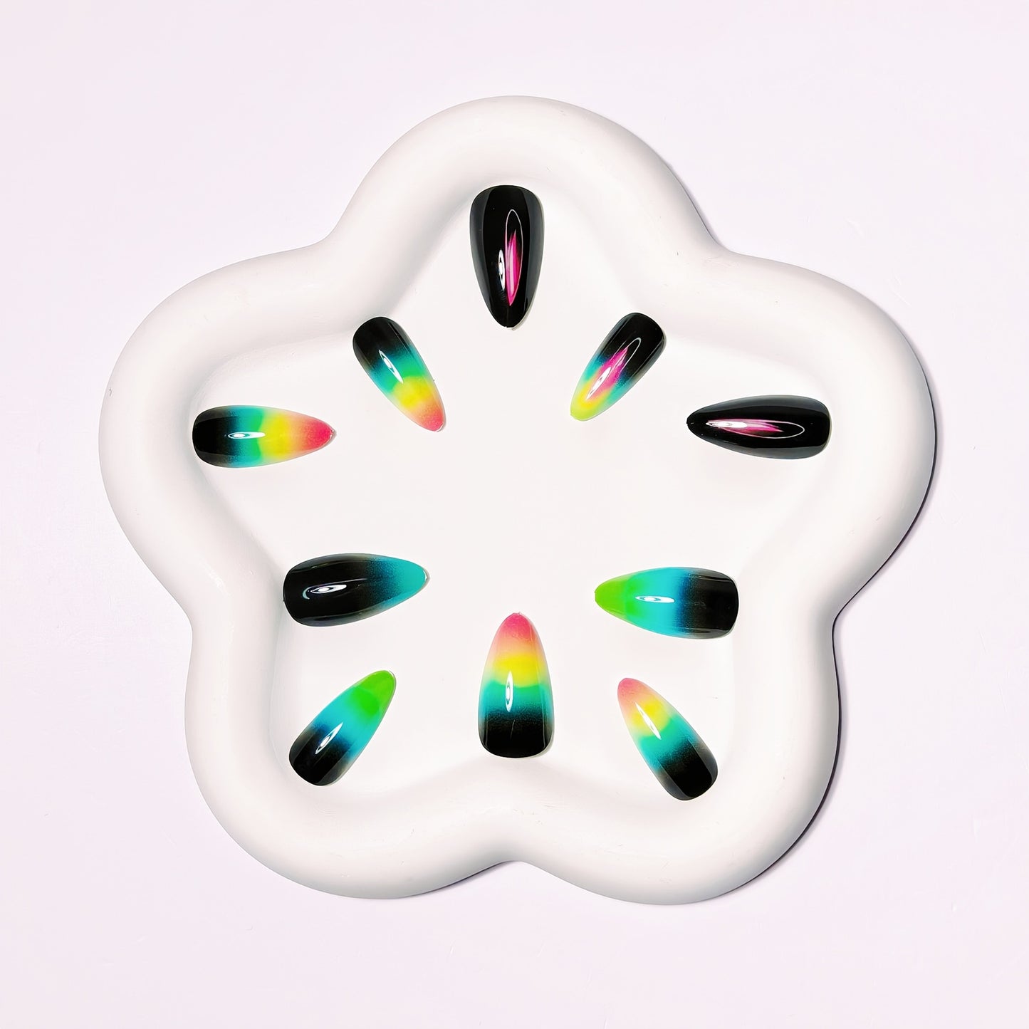 Gradient Neon Tips Acrylic Nail Art Acalora