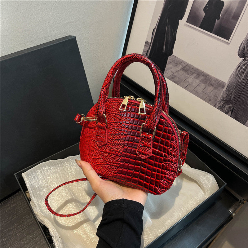 Crocodile-Embossed Mini Satchel Bag Acalora
