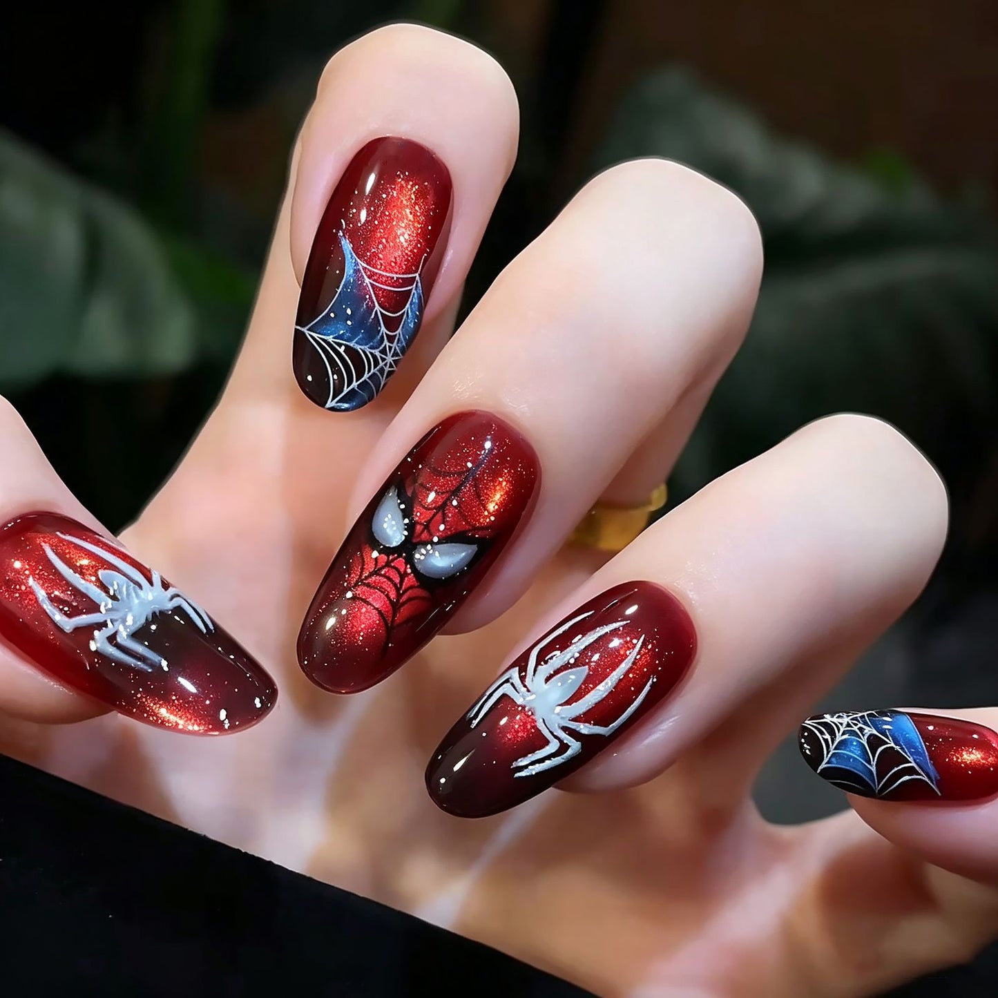 Thematic Spider-Man Inspired Press-On Nail Art Set Acalora