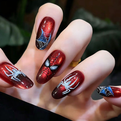 Thematic Spider-Man Inspired Press-On Nail Art Set Acalora