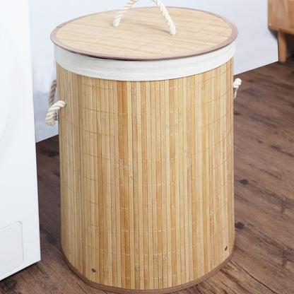 Natural Bamboo Laundry Basket with Lid Acalora