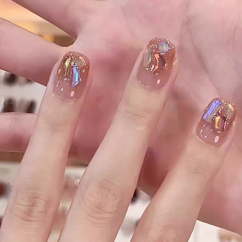 High-quality artificial nail set with glitter and holographic accents Acalora