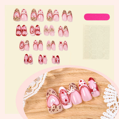 Romantic Heart-Shaped Press-On Nail Art Set Acalora