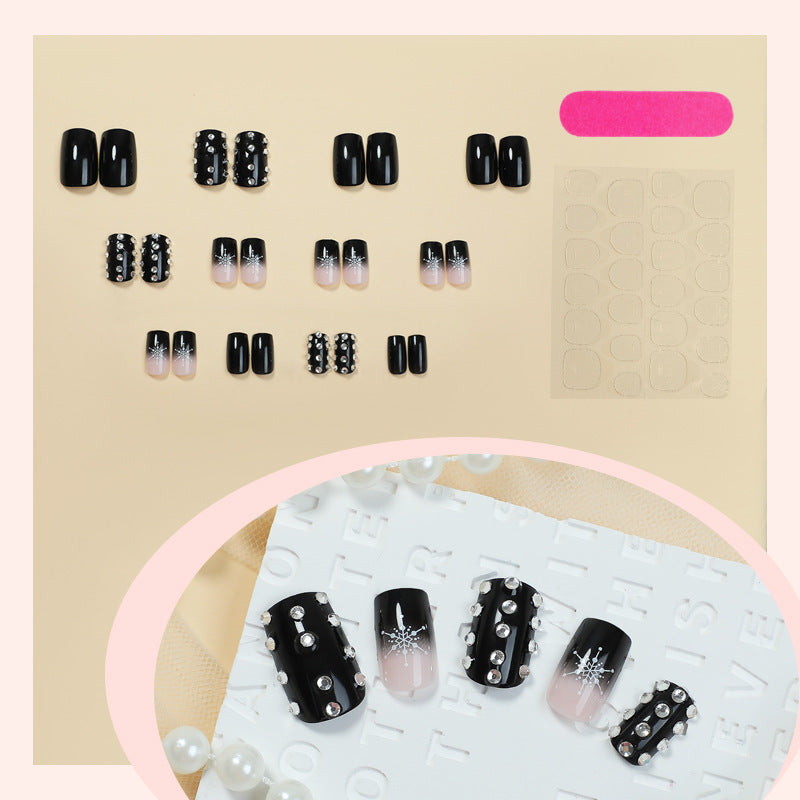 Decorative Press-On Nail Set with Gem Accents Acalora