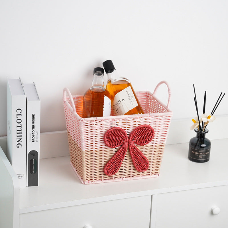 Decorative Woven Storage Basket with Bow Design Acalora
