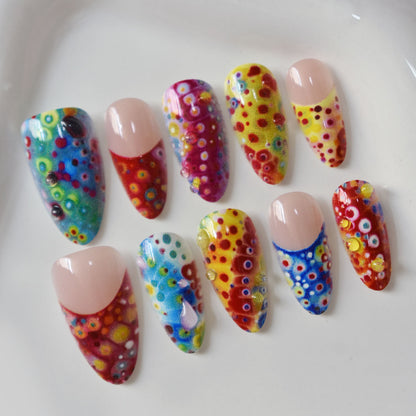 Colorful Artistic Press-On Nail Set Acalora