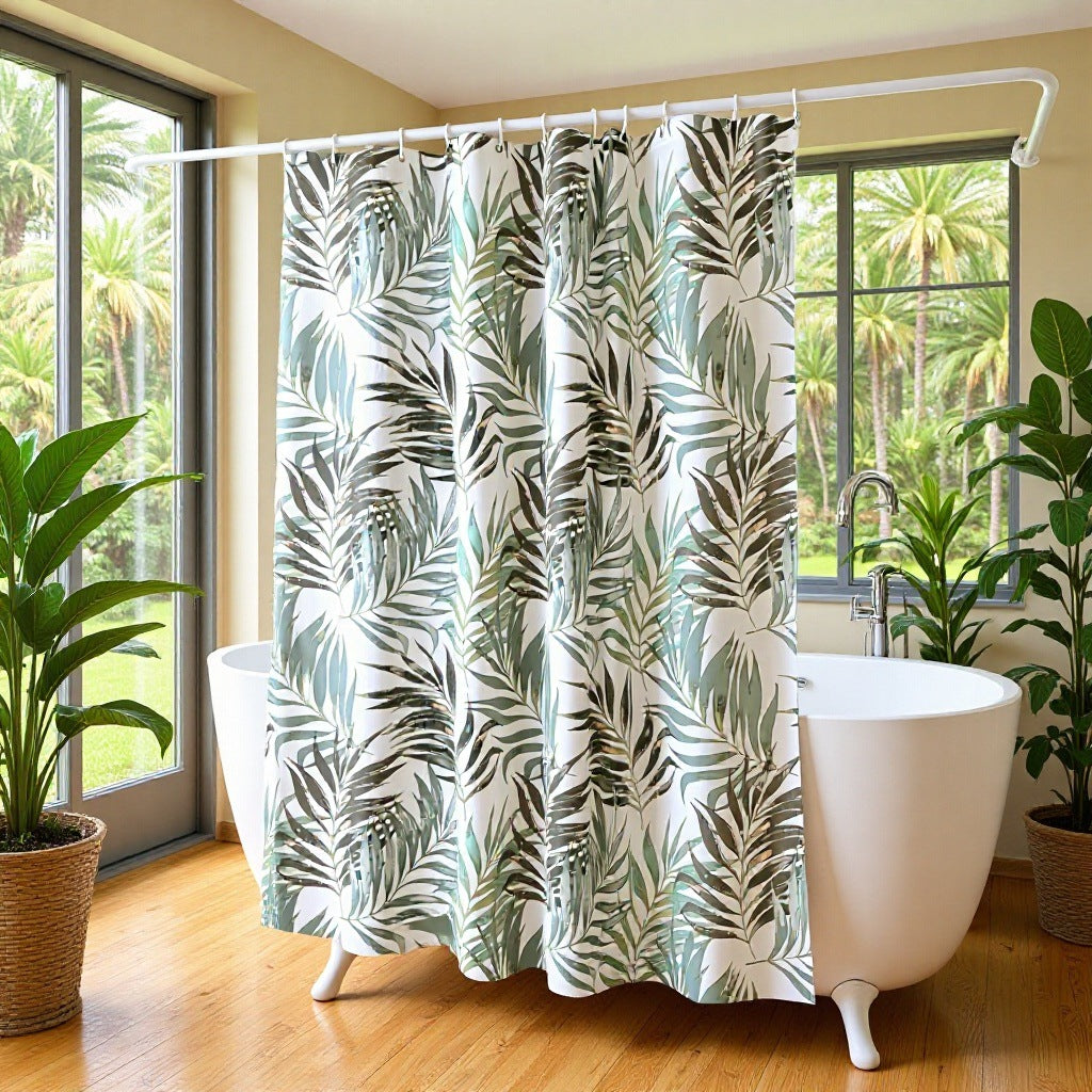 Tropical Leaf Design Shower Curtain