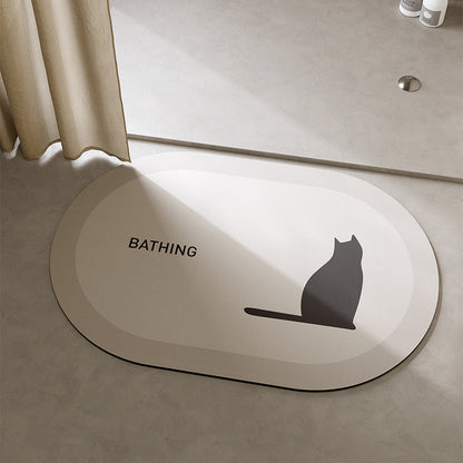 Playful Cat-Themed Bath Mat