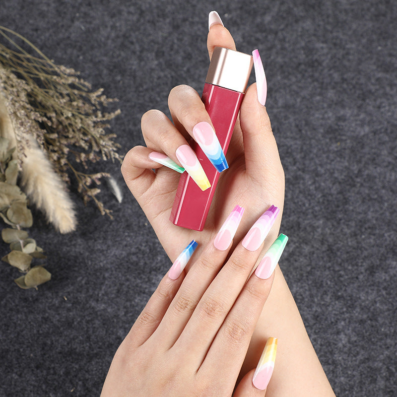 Artificial nails in luxurious ombre design with rhinestone accents Acalora