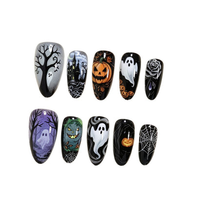 Halloween-Themed Press-On Nail Art Design Set Acalora