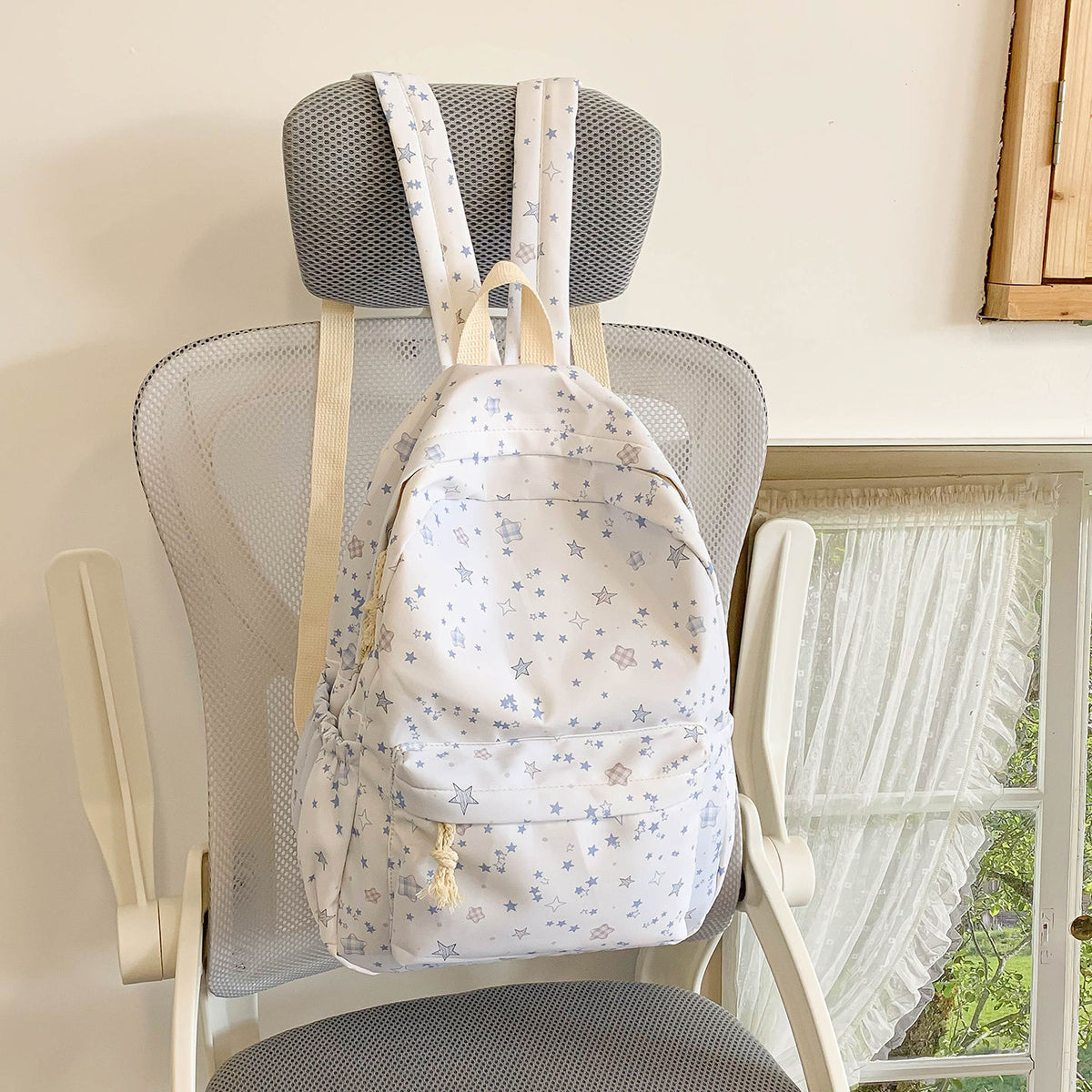 Star-Patterned Canvas Backpack Acalora