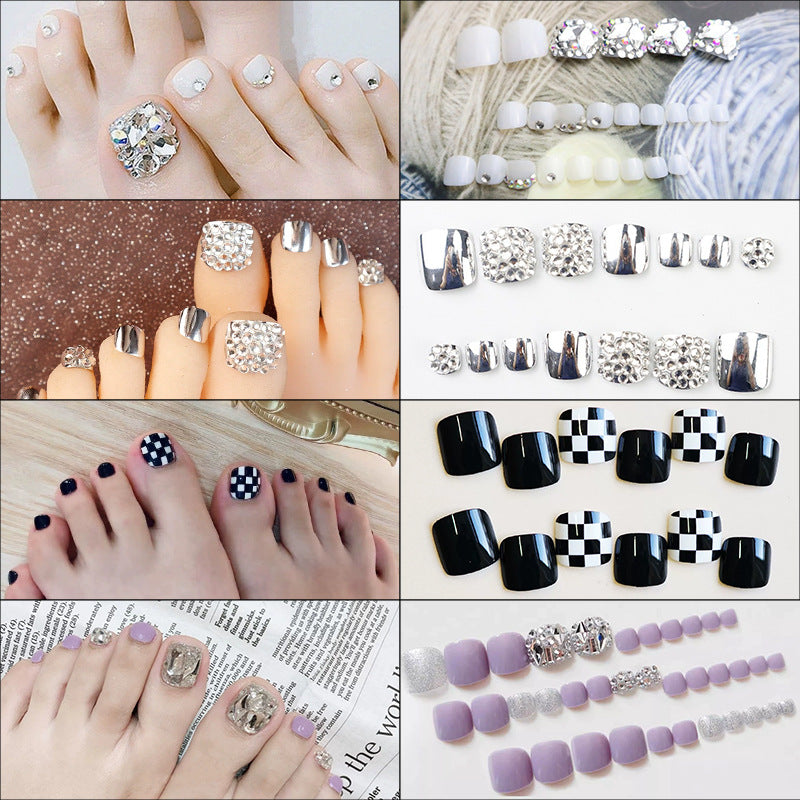 Premium Decorative Rhinestone Press-On Toe Nails Acalora