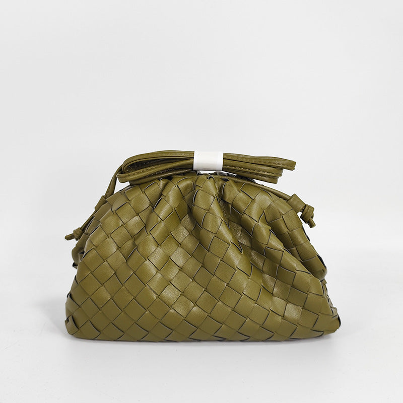 Elegant Woven Leather Bucket Bag Acalora