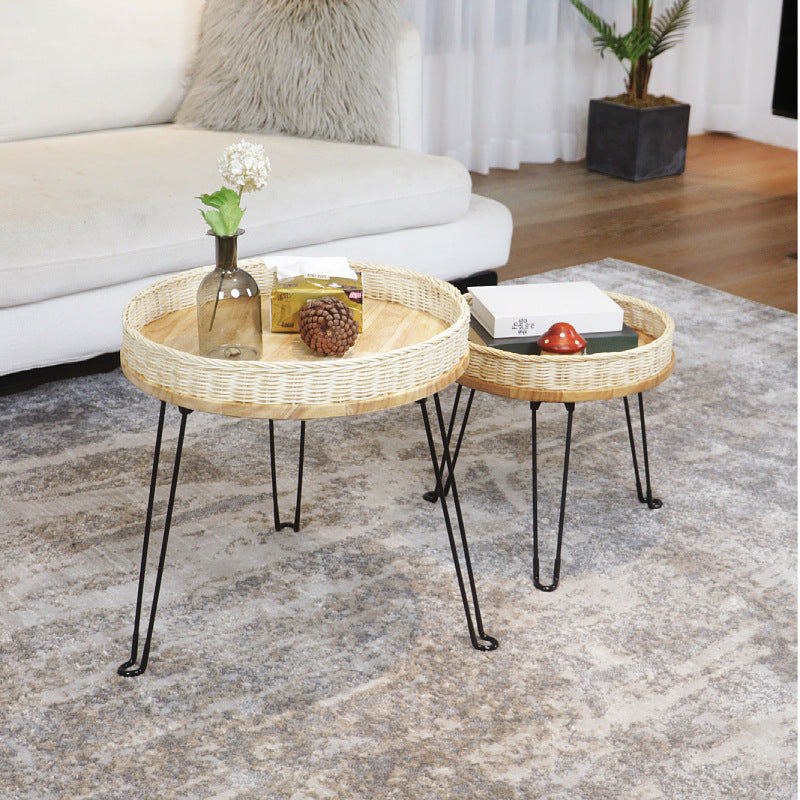 Woven Round Storage Table Acalora